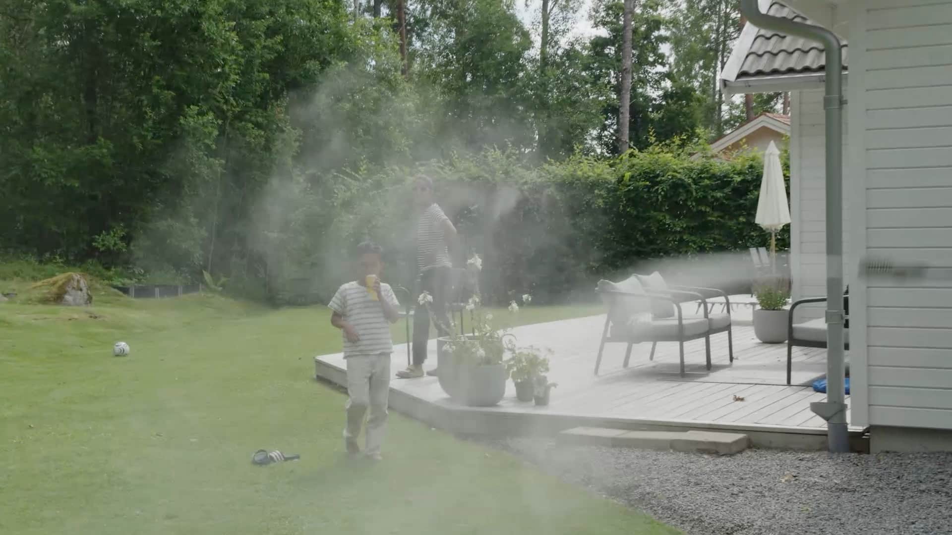 Pressure washing the patio at an Elvy family villa